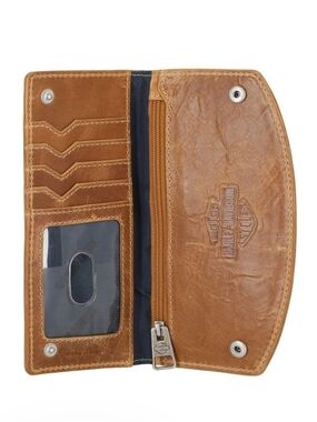 Harley-Davidson Men's Smooth Grain Snap Flap Pocket Long Biker Wallet